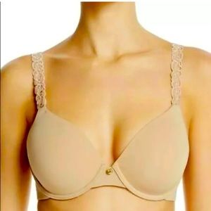Natori T Shirt Bra 34G Underwire Plunge Pure Luxe Beige 732080